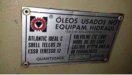  A) 01 (uma) injetora oriente, modelo IHP 180/350, série especial,número 504, capacidade 350 cm³, press. 1750 kg/cm², ano defabricação 1976, com motor Búfalo carc. T286T-P/ 20/nº2_8615-4,Reg. Contínuo, Isol Classe B, 220/380 Volts, CV 30, fases 3 fs, A 60Hz 78,0/45,1, RPM 1760, cat. B. Avaliação